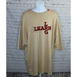 Lifted Research Group LRG Shirt Mens 3XL Tan Embroidered Spell Out LEARN EUC